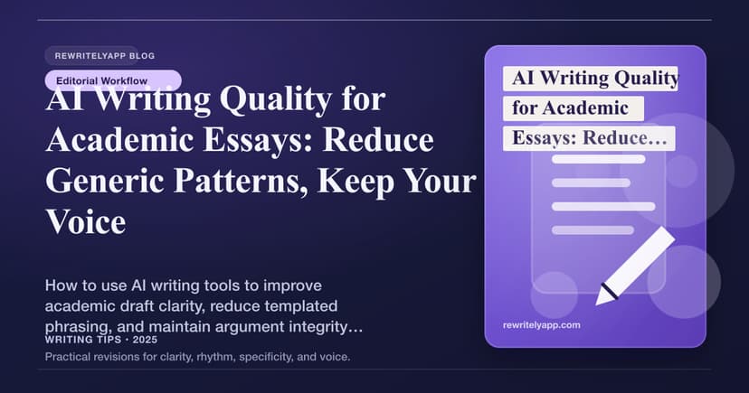 KI-Schreibqualität für akademische Aufsätze: Generische Muster reduzieren, eigene Stimme bewahren