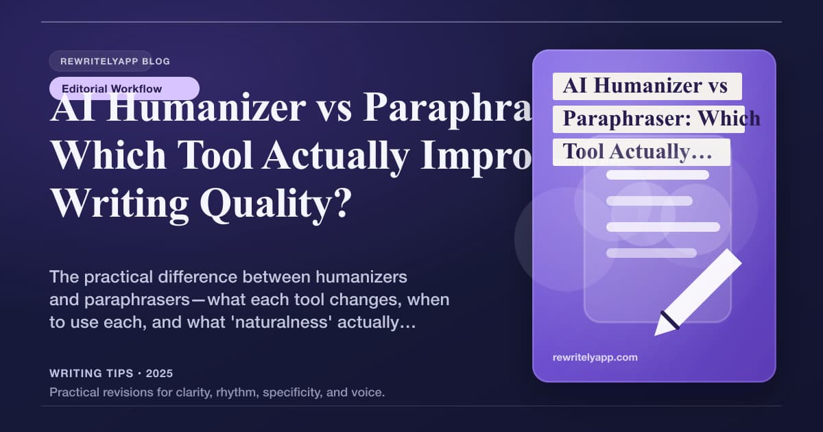 AI Humanizer vs Paraphraser: Which Tool Actually Improves Writing Quality?