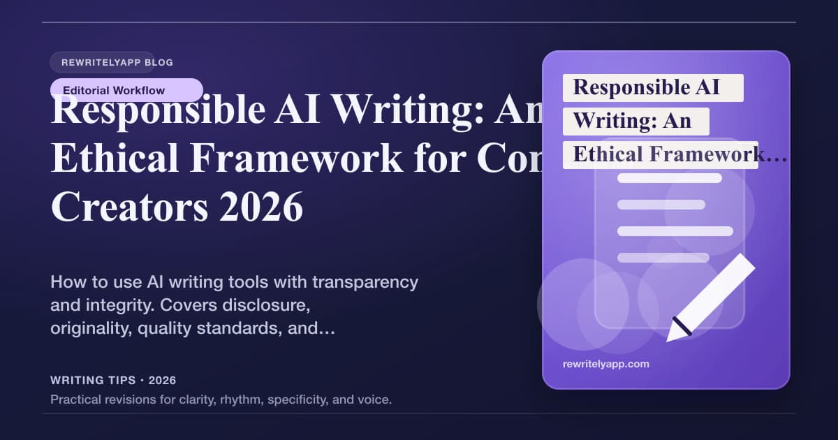 Responsible AI Writing: An Ethical Framework for Content Creators 2026