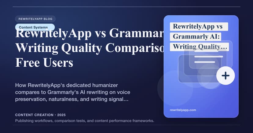 RewritelyApp vs Grammarly AI: Schreibqualität Vergleich für kostenlose Nutzer