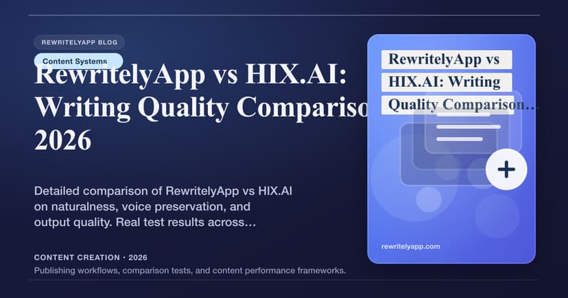 RewritelyApp vs. HIX.AI: Vergleich der Schreibqualität 2026