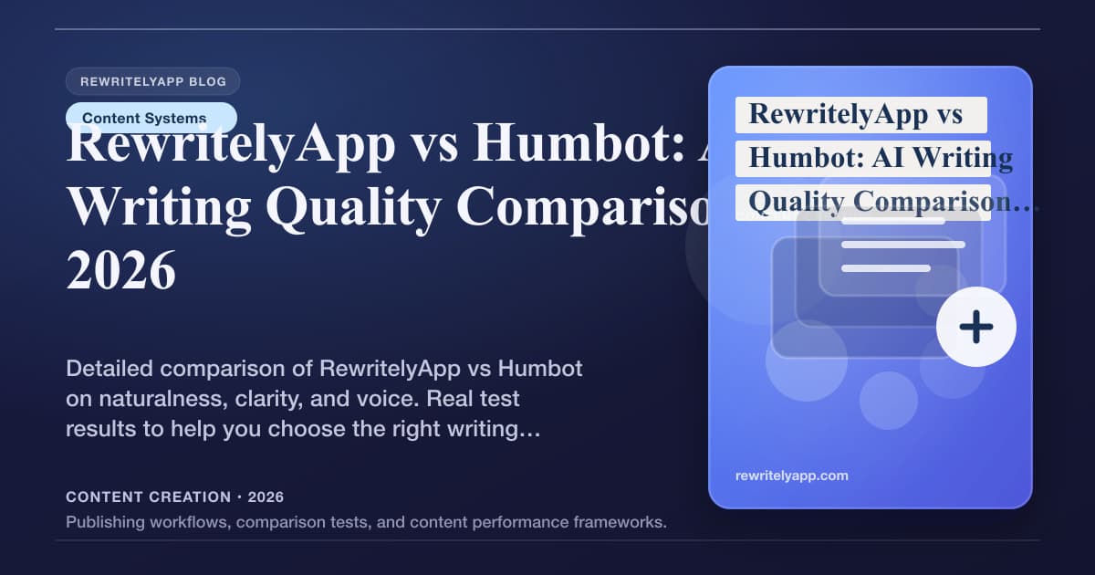 RewritelyApp vs Humbot: AI Writing Quality Comparison 2026