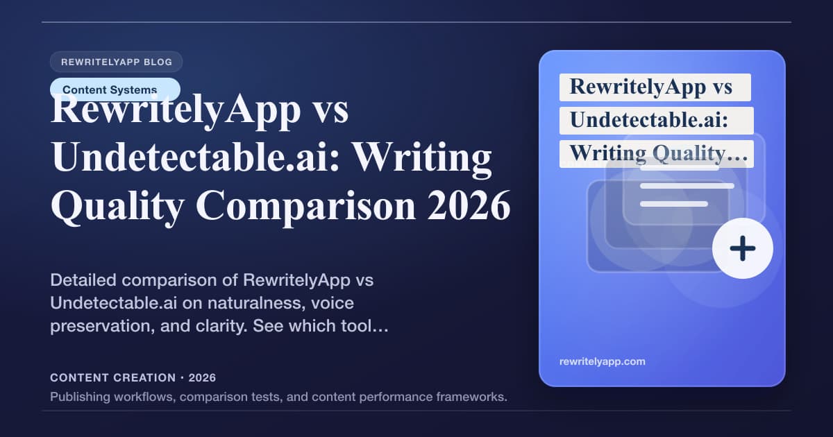 RewritelyApp vs Undetectable.ai: Writing Quality Comparison 2026