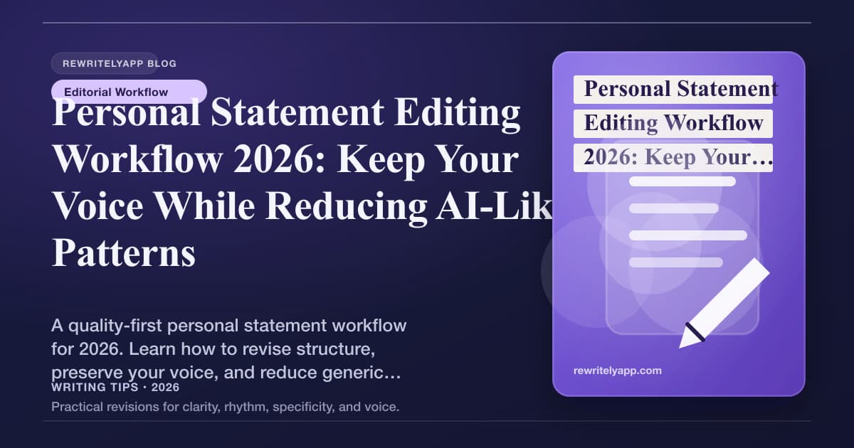 Personal Statement Editing Workflow 2026: Keep Your Voice While Reducing AI-Like Patterns