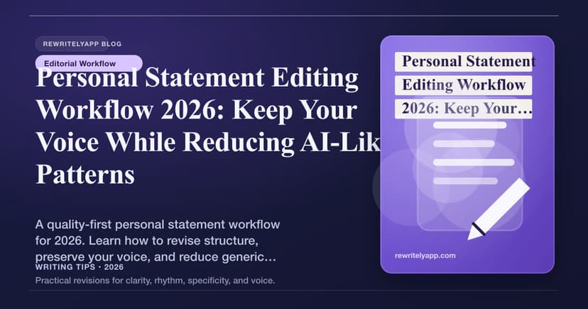 Personal-Statement-Editing-Workflow 2026: eigene Stimme behalten und KI-Muster reduzieren